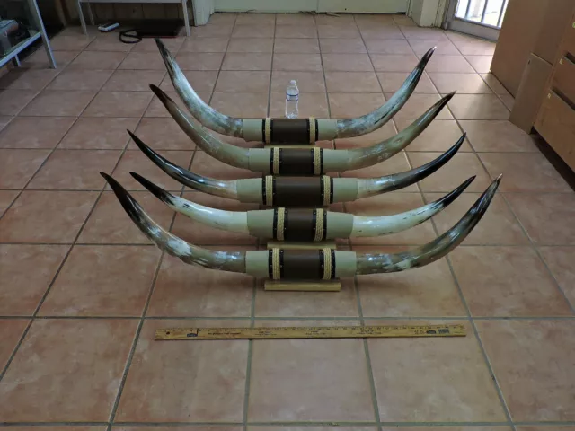 Mounted Steer Bull  Horns 4'-4' 5" Tip To Tip (1 Set) Cow Bull Horns Longhorns