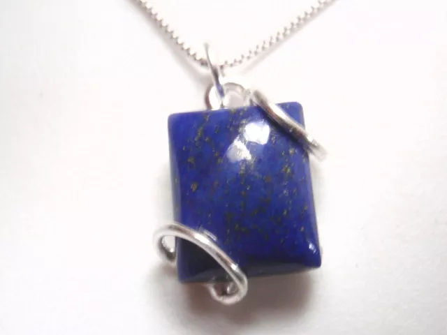 Naked Caged Lapis Lazuli Square Pendant 925 Sterling Silver