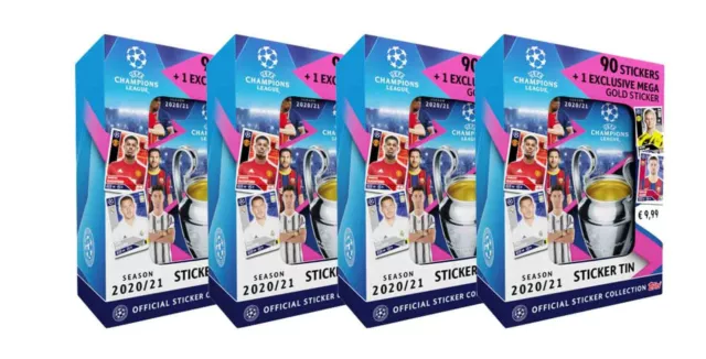 Topps Champions League Sticker 2020/2021 - 4x Tin je 90 Sticker Saison 20/21