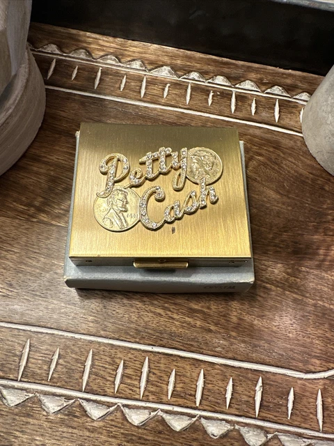 Vintage Brass “Petty Cash” Crystal Rhinestone Money Holder New By “The Bucklers”
