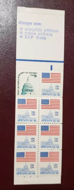 US MNH Postage Stamps-Scott #1623a Booklet 9c Dome and Seven Capital 13c