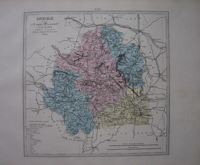 Carte Ancienne Du Département De La LYONNE - Gravure Originale De 1866 Sur Acier | Décoration Vintage