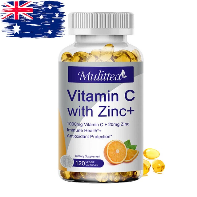 Vitamin C Capsules 1000mg+ Zinc 20mg For Immune System Support for Men and Women