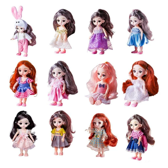 Flessibile 16cm 1/12 Bambola BJD Capelli lunghi Snodo sferico Ragazza