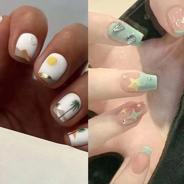 Dream Sunset Fake Nails Long Ballerina Press on Nails Nail Tips  Women Girls