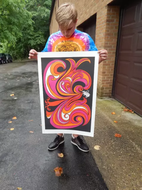 Vintage NOS Original Late 1960's Fire Breathing Dragon Poster Hippie pop art