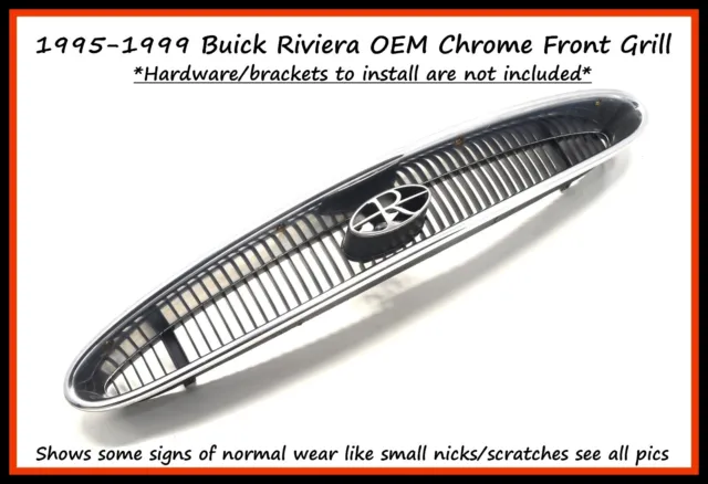 1995-1999 Buick Riviera Oem Chrome Front Upper Grille Grill Emblem 95-99
