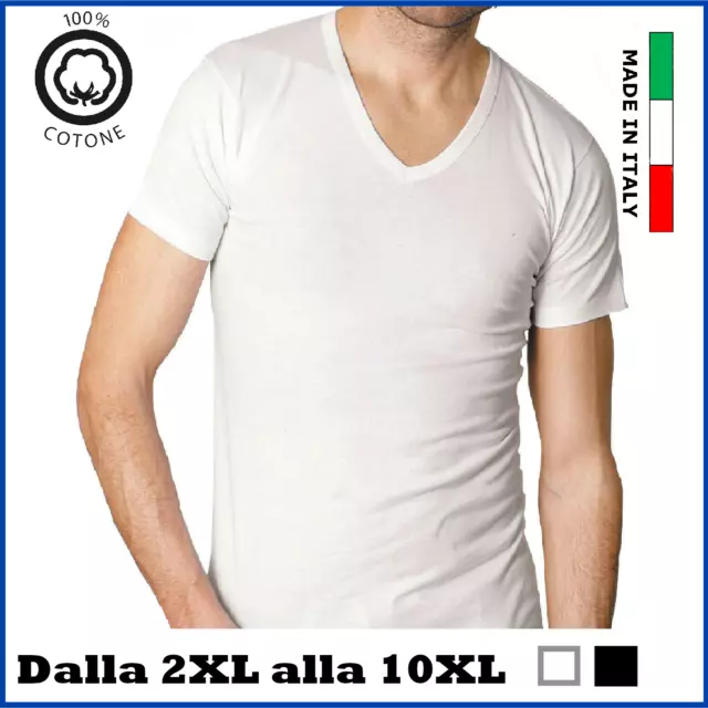 Maglia intima da uomo TAGLIE FORTI scollo a v in cotone puro Maglietta intima