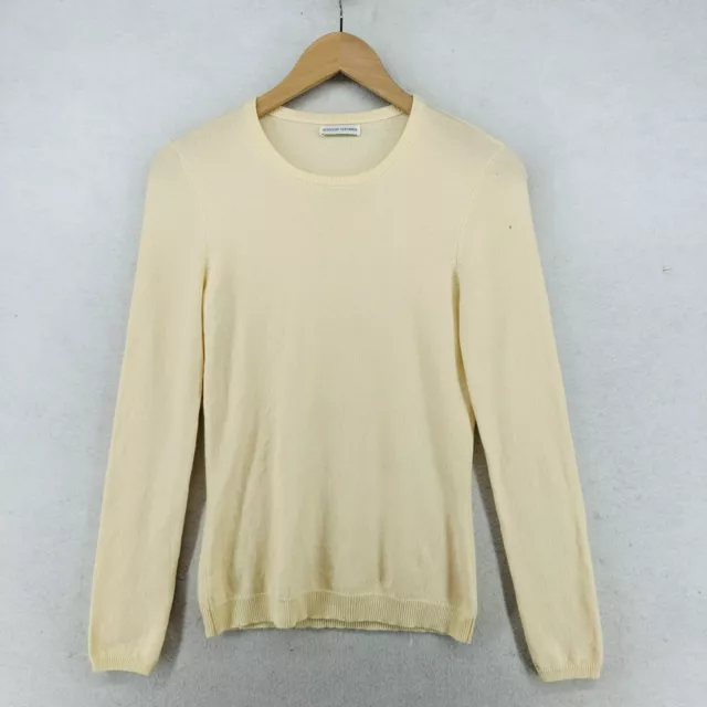 BERGDORF GOODMAN Sweater Women Small Cashmere Ribbed Long Sleeve Pullover Ivory