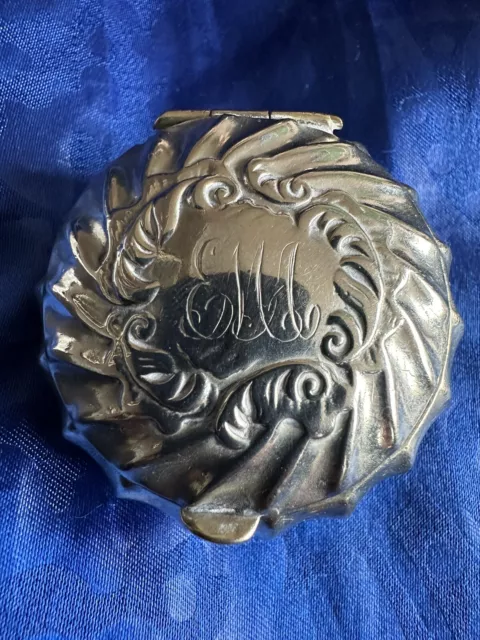 Antique Art Nouveau Silver Plated Snuff Box /Trinket Pill Box Initialled