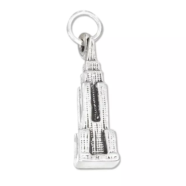 Empire State Building Manhattan New York City 3D 925 Solid Sterling Silver Charm