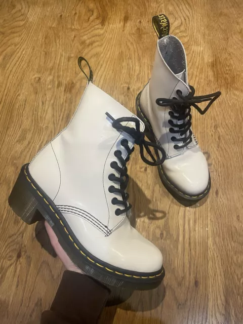 DR. MARTENS CLEMENCY Patent White Boots 69.00 PicClick UK