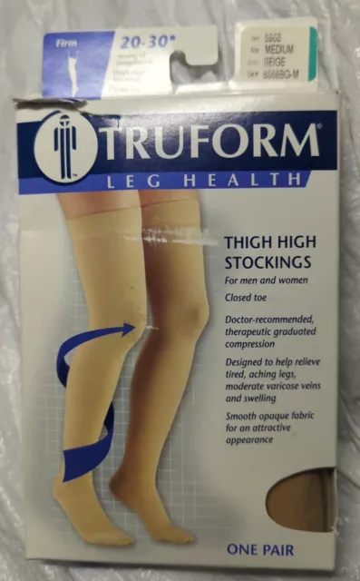 Truform 20-30 Thigh High Compression Stockings Closed Toe Beige Medium 8868BG-M