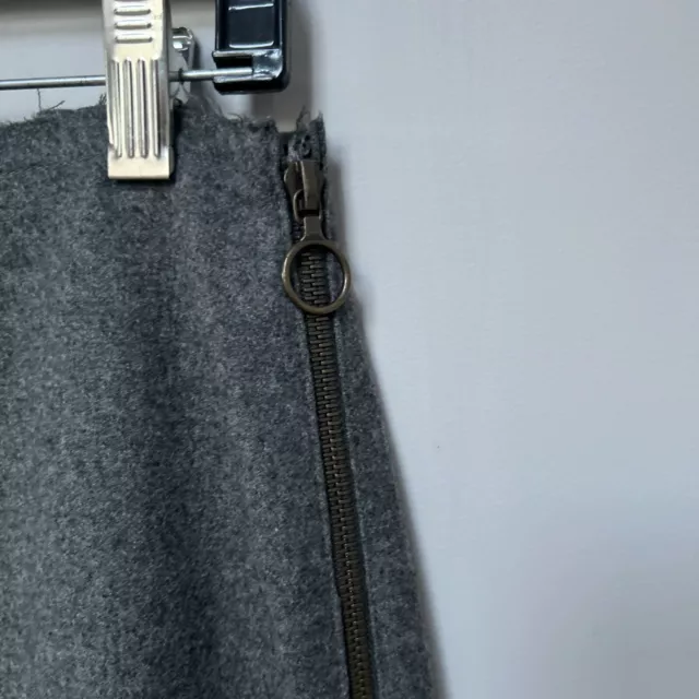 LANVIN Gray wool pencil Skirt FR 42/ US 10 raw edge exposed zipper 2