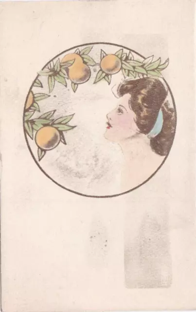 Beautiful Woman Art Nouveau Postcard 1910's
