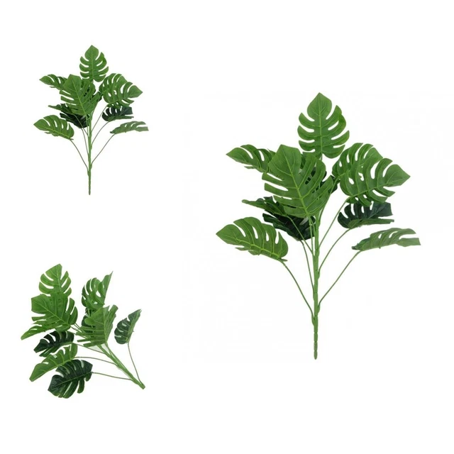 12 Cabezas Verde Artificial Hojas Monstera Planta Boda Fiesta Mesa 48