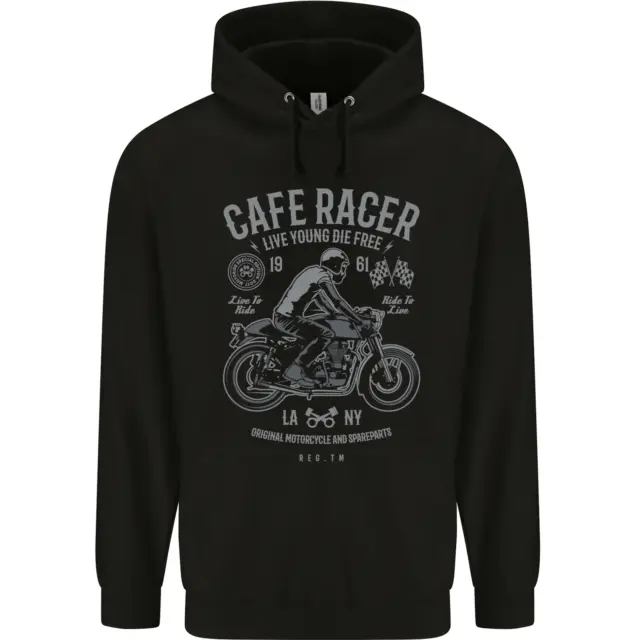 Cafe Racer Live Young Biker Motorcycle Mens 80% Cotton Hoodie