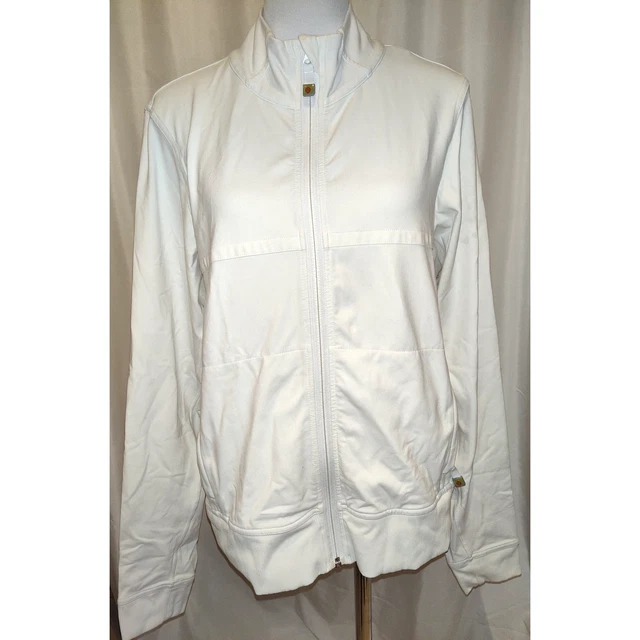 Lululemon Full Zip All White Jacket with Head Phone Cable Holder Medium