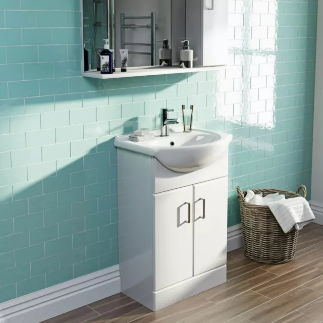 Orchard Eden white floorstanding vanity unit and ceramic basin 550mm