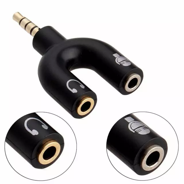 3.5mm Stereo Splitter Audio to Mic Headset Jack Y Plug Converter Adapter Laptop