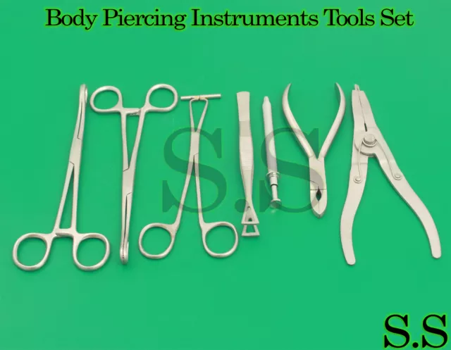 7 Körper Piercing Instrumente Kit Werkzeuge Penington Pinzette, DS-1030 2