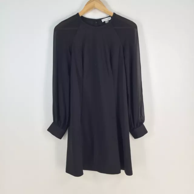 Calvin Klein womens dress size US 4 aus 8 shift black long sleeve 080636