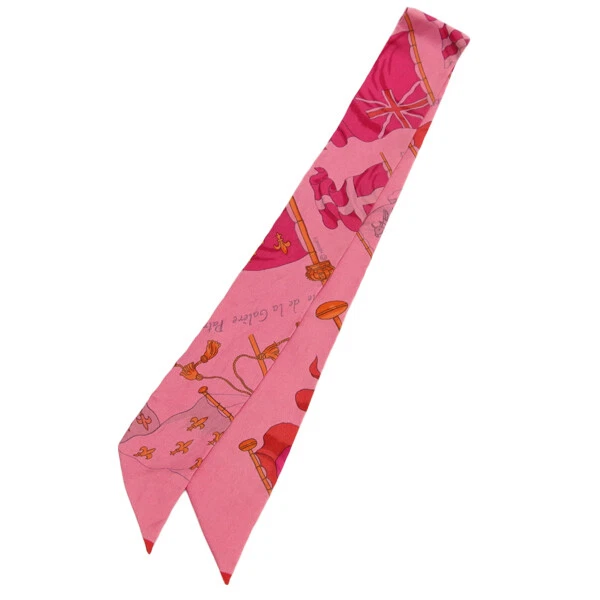 HERMES Twilly Surteint Dip Dye Logo Flag Women Scarf Marble