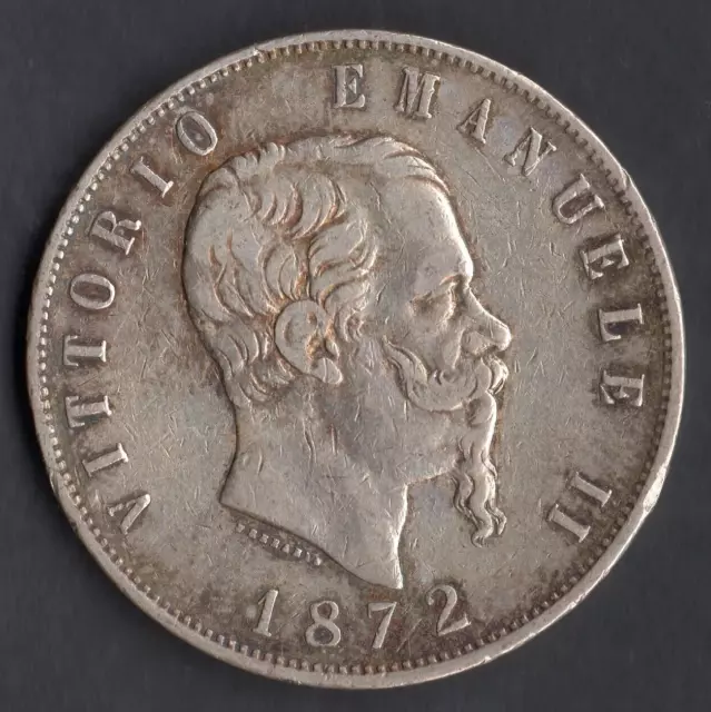 Ecu / Monnaie De 5 Lires Vittorio Emanuele Ii Italie 1872 M @ Milan @ Silver N°2