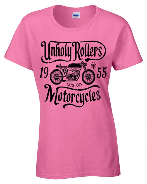 Unholy Rollers T-Shirt Donna Biker Motocicletta Moto Rock
