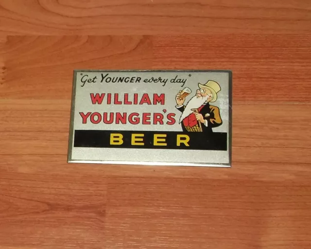 1950's WILLIAM YOUNGERS BEER..TIN PLATED MINIATURE SHOWCARD