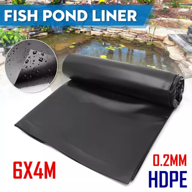 6X4M 0.2mm Fish Pond Liner Gardens Landscaping Pools HDPE Membrane Reinforced