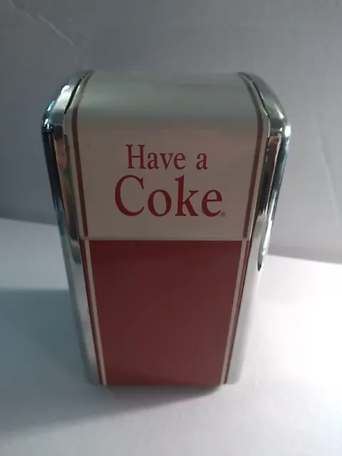 Vintage 1992 Coca Cola "Have A Coke" Napkin Holder Dispenser Metal Chrome Red