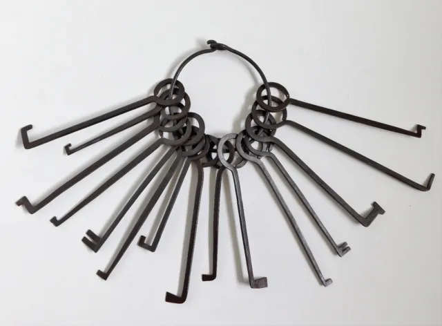 Antique French,Lot of 15 Large Master wrought iron Key Made 17-18th C, Locksmith