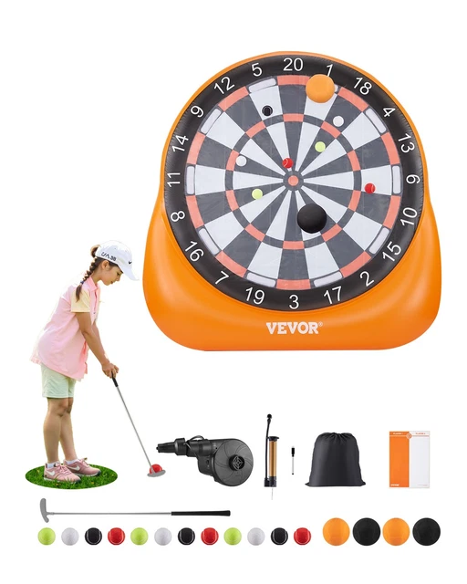 VEVOR Cible Foot Gonflable Géante 2m – Jeu De Fléchettes Avec 4 Balles, 6 Fléchettes, 6 Haches, Pompe électrique, Stable
