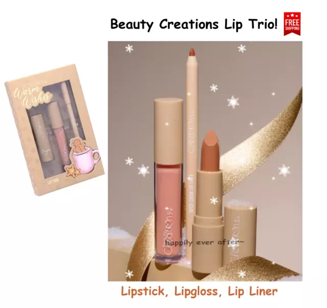 Beauty Creations Warm Wishes Lip Trio - Lipstick, Lip Liner, Lipgloss Set