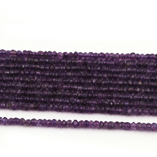 Amethyst Rondelle Faceted Natural Gemstone AAA Quality Loose Spacer 3-4 mm 13"