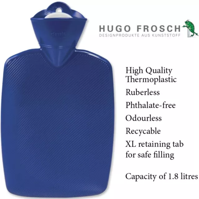Hugo Frosch Hot Water Bottle Classic Blue 1.8L