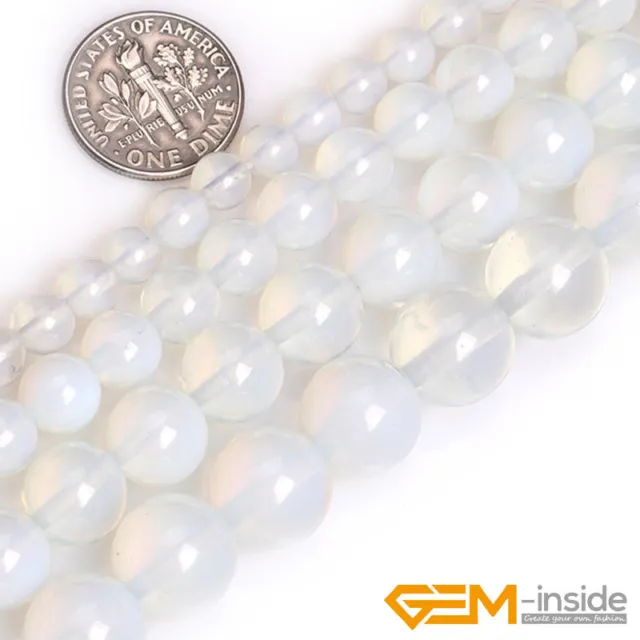 Pierre précieuse blanche opalite perles rondes amples pour fabrication de bijoux brin 15" YB
