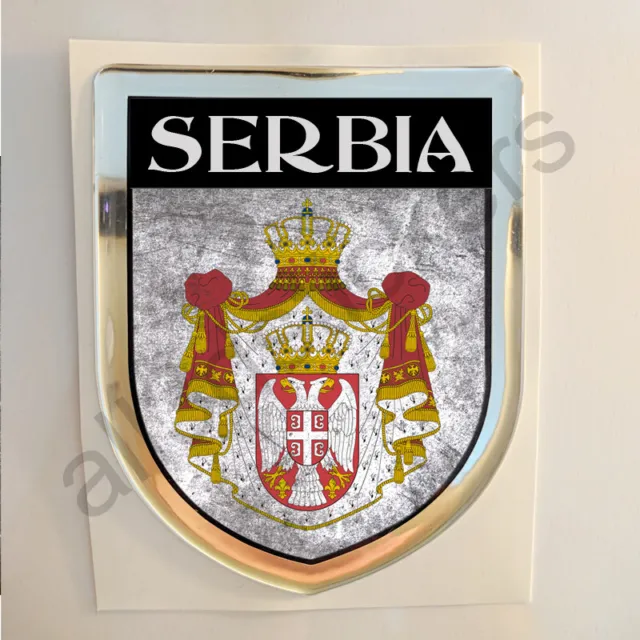 Serbia Adesivi Scudetto 3D Emblema Stemma Sporco Resinato Adesivo Resinati