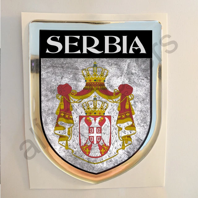 Serbia Adesivi Scudetto 3D Emblema Stemma Sporco Resinato Adesivo Resinati