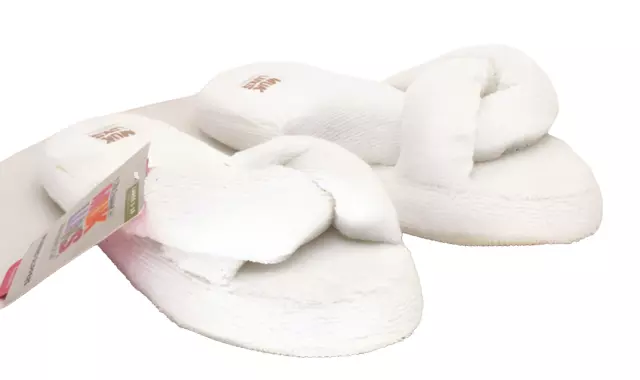 MUK LUKS White Mona Slipper Womens Shoes, White, Size L (9-10)