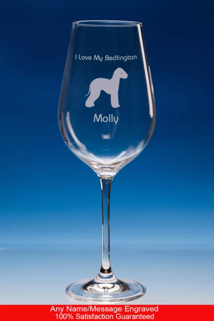 Bedlington Terrier Wine Glass Dog Gift Personalised Engraved Dog Lover Gift