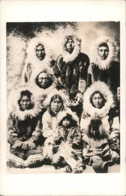 1960 RPPC Kodiak,AK Inuit Family Kodiak Island County Native American Alaska