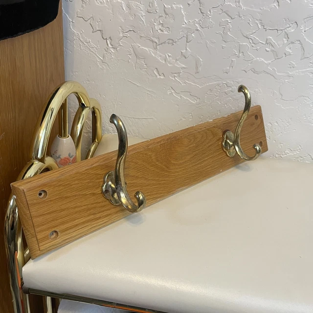 VTG Rack of 2 Brass Coat/Hat Hooks