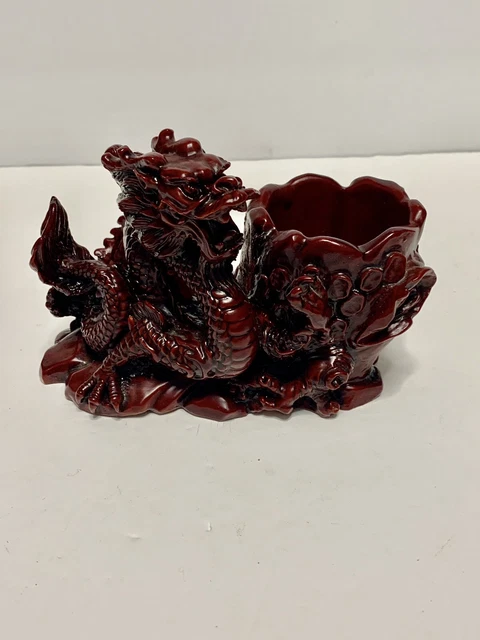 Vintage Resin Dragon Candle Holder, pen holder, or ashtray.