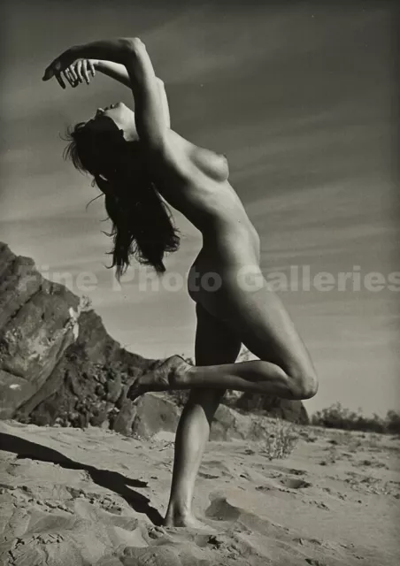 1950s Original ANDRE DE DIENES Classic Female Nude Beach Silver Gelatin Photo