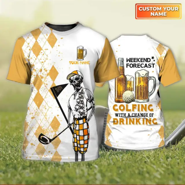 Weekend Forecast Golfing With A Change Of Drinking custom name 3D Tshirt for men
