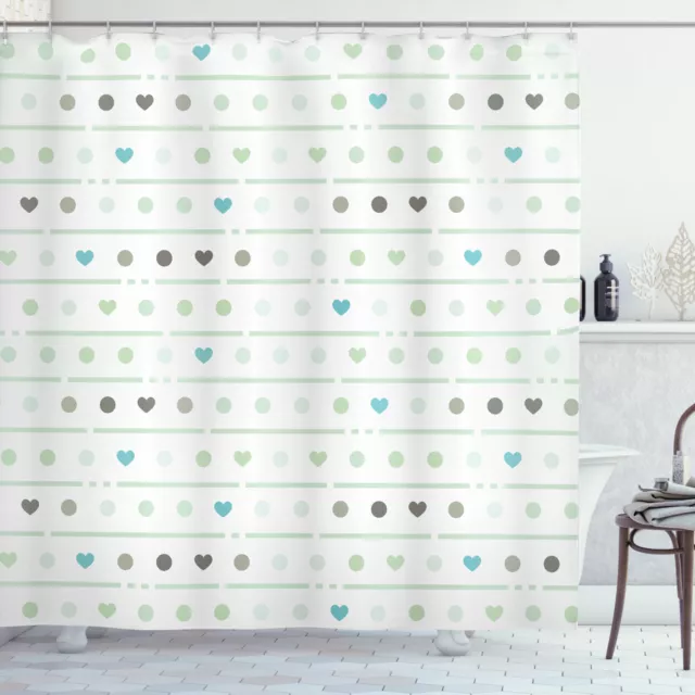 menthe Rideaux de Douche Polka Dots Coeurs