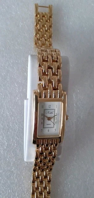 Montre Femme KELIA Quartz - Boîtier Plaqué Or, Bracelet Cuir Marron - Occasion Très Bon état