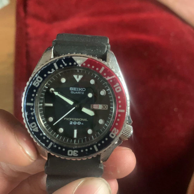 Seiko Professional Diver 6458-6020 Vintage ST.Steel Day Date Quartz Mens Watch